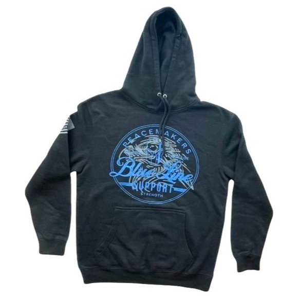 HOWITZER MENS BLUE 'BACK THE BLUE' DISTRESSED GAPHIC HOODIE - NWOT - - Picture 2 of 9
